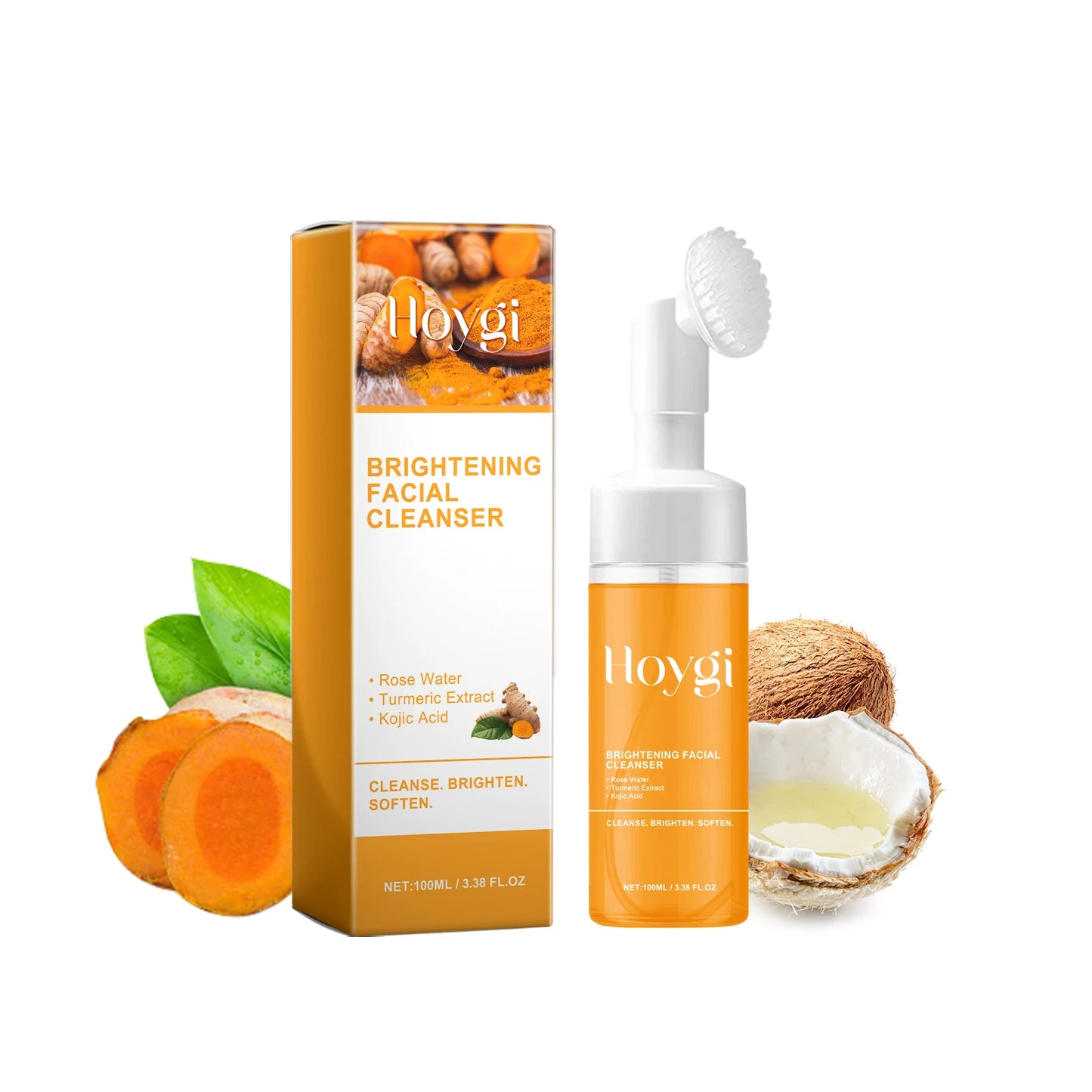 Turmeric & Kojic Acid Foaming Facial Cleanser – Blackhead Remover, Oil Control & Brightening (100ml)