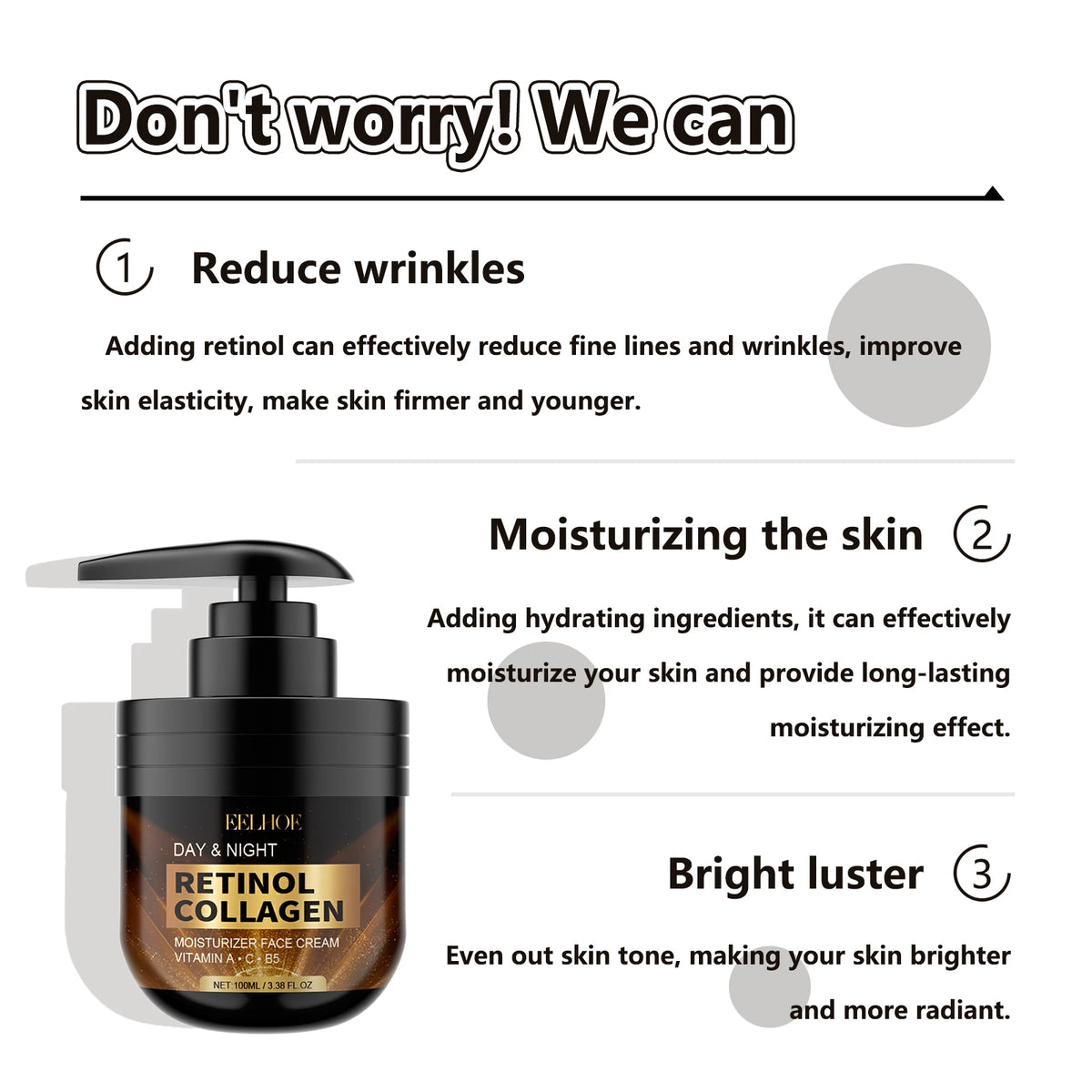 EELHOE Retinol & Collagen Anti-Aging Face Cream – Firming, Brightening & Dark Spot Fader (100ml)