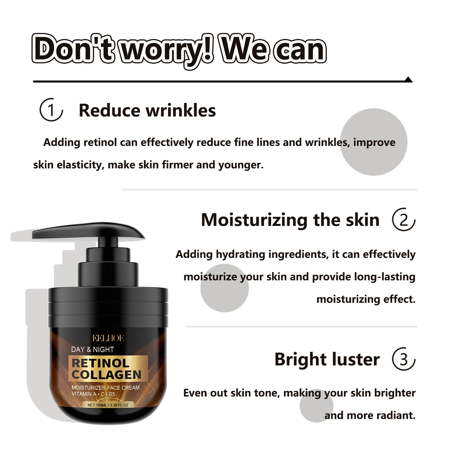 EELHOE Retinol & Collagen Anti-Aging Face Cream – Firming, Brightening & Dark Spot Fader (100ml)