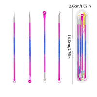 4-Piece Acne & Blackhead Remover Needle Set – Metal Pore Cleaning Tool Kit