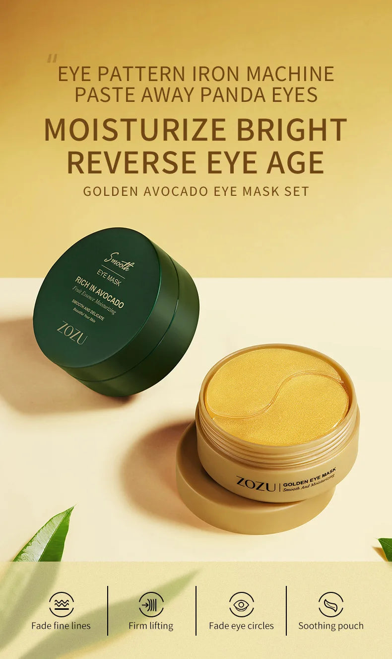 Golden Collagen & Avocado Under-Eye Patches – Anti-Dark Circle & Firming Eye Mask