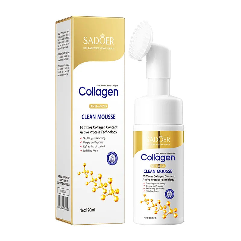 SADOER Collagen Facial Cleanser Mousse – Deep Cleansing & Firming Face Wash (120ml)