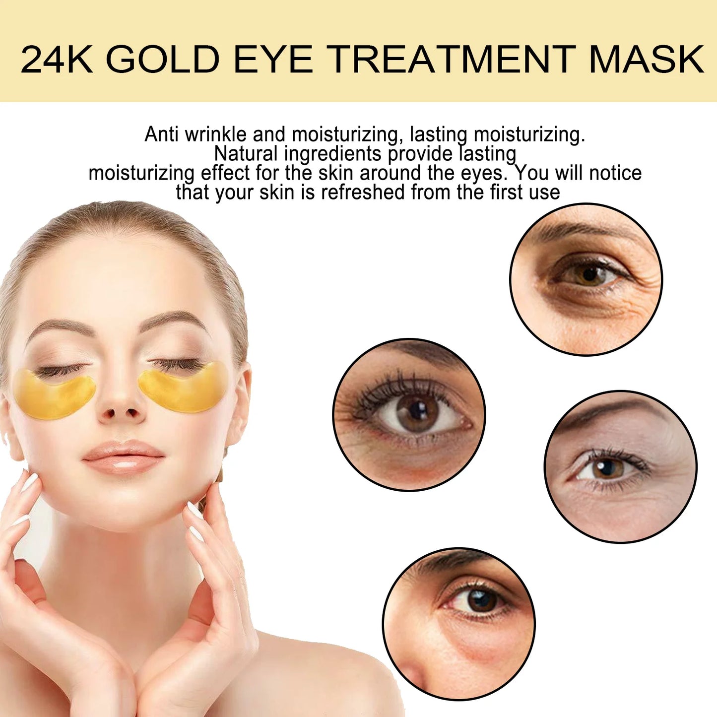 EELHOE 24K Gold Under Eye Patches – Anti-Aging Collagen & Hyaluronic Acid Eye Mask for Dark Circles & Puffiness (60 Pairs)