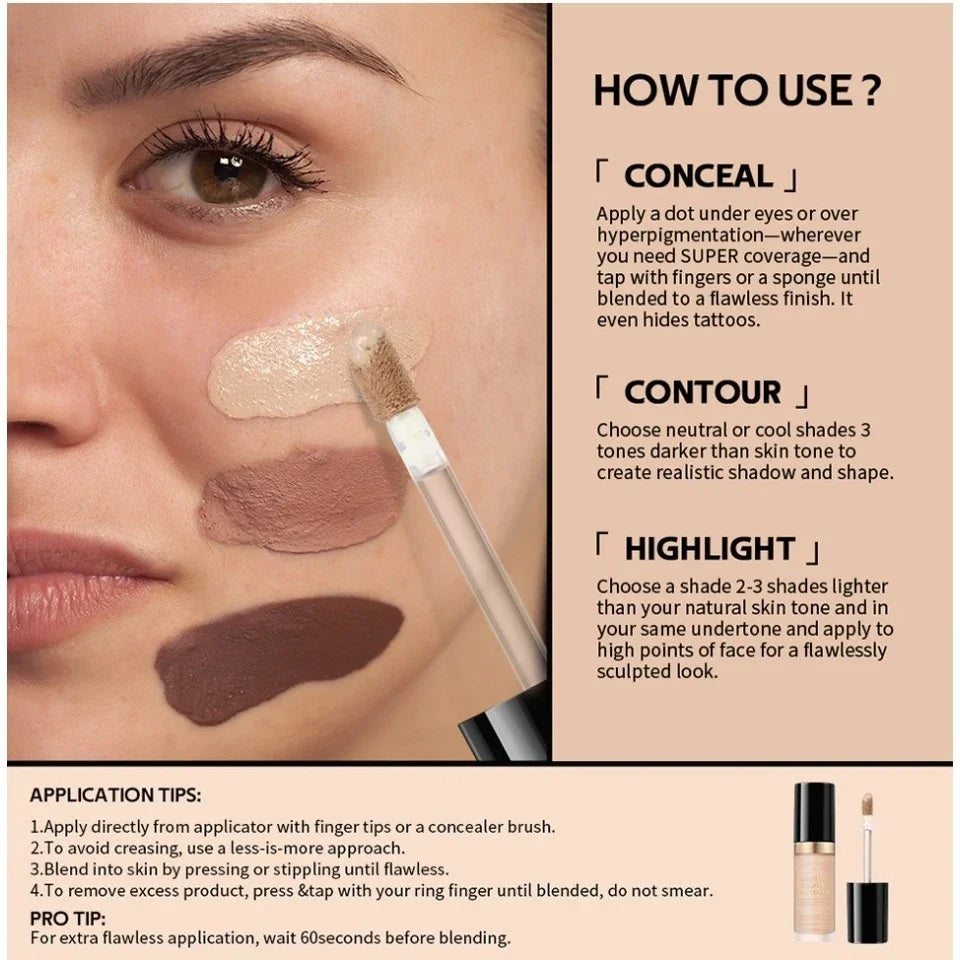 YIYUEQIANLI Multi-Use Sculpting Concealer | Full Coverage, Contour, Highlight & Retouch