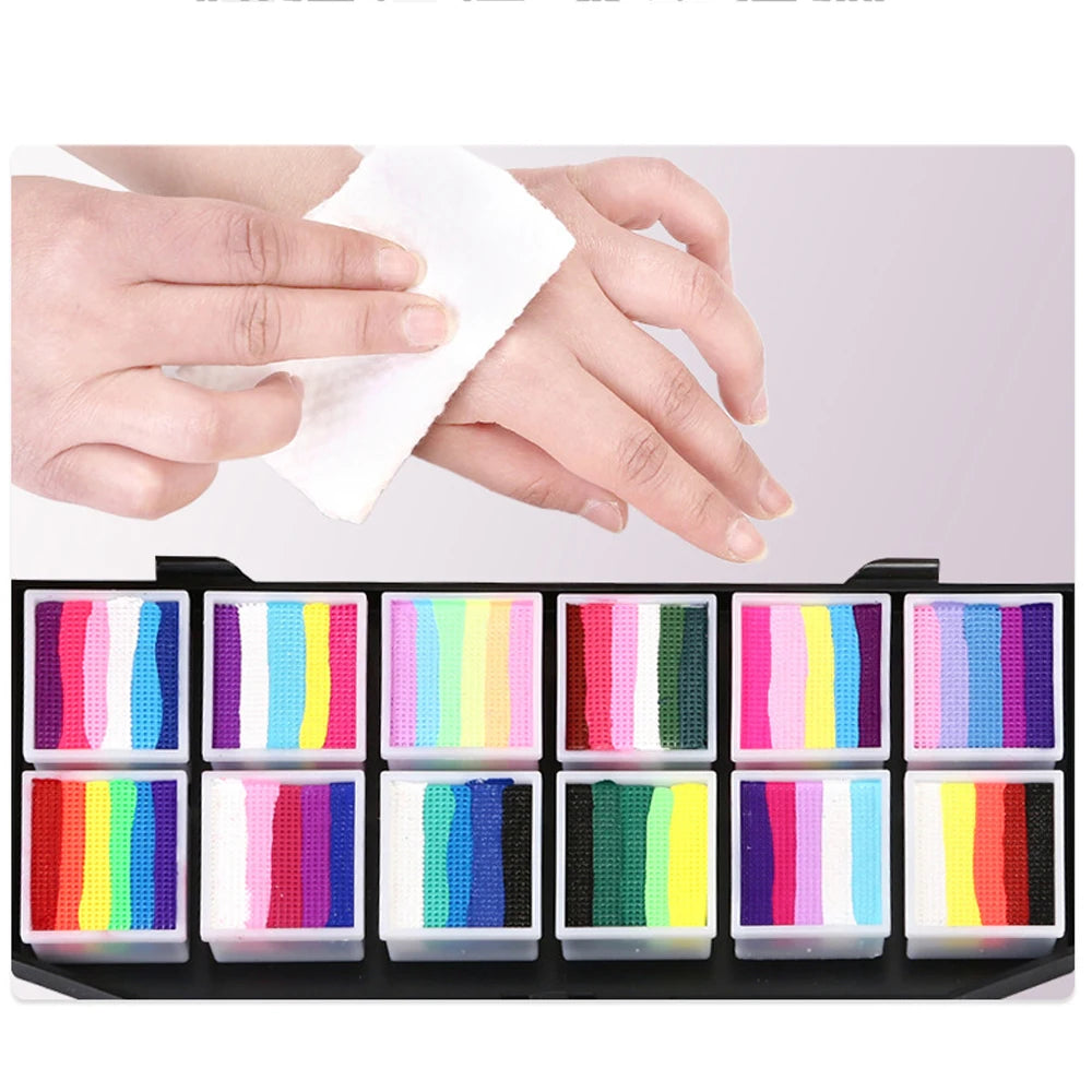 VERONNI 12-Colour Water-Soluble Rainbow Face & Body Paint Palette – Halloween, Stage & Kids Costume Makeup