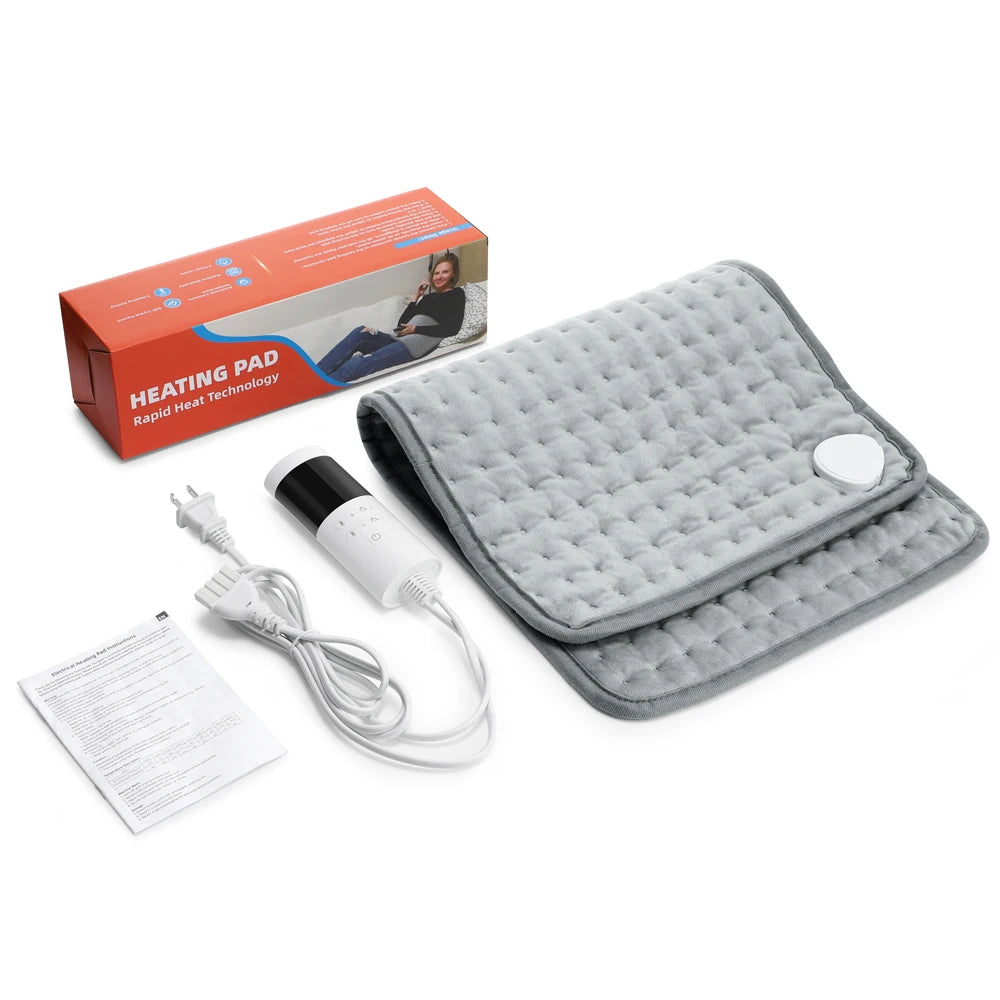 Electric Heating Pad for Back, Neck & Shoulders – 9 Heat Levels, 4 Timer Settings, Machine Washable