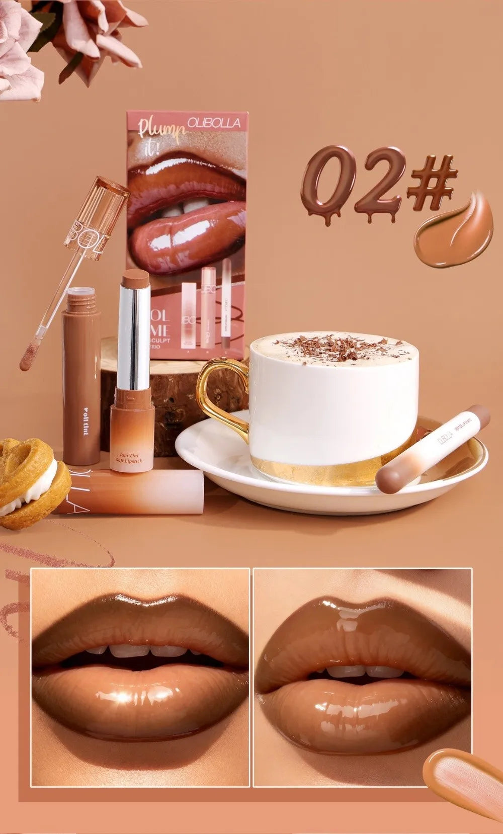 GLASTING COLOR GLOSS 3-in-1 Lip Liner & Lip Glaze Makeup Set