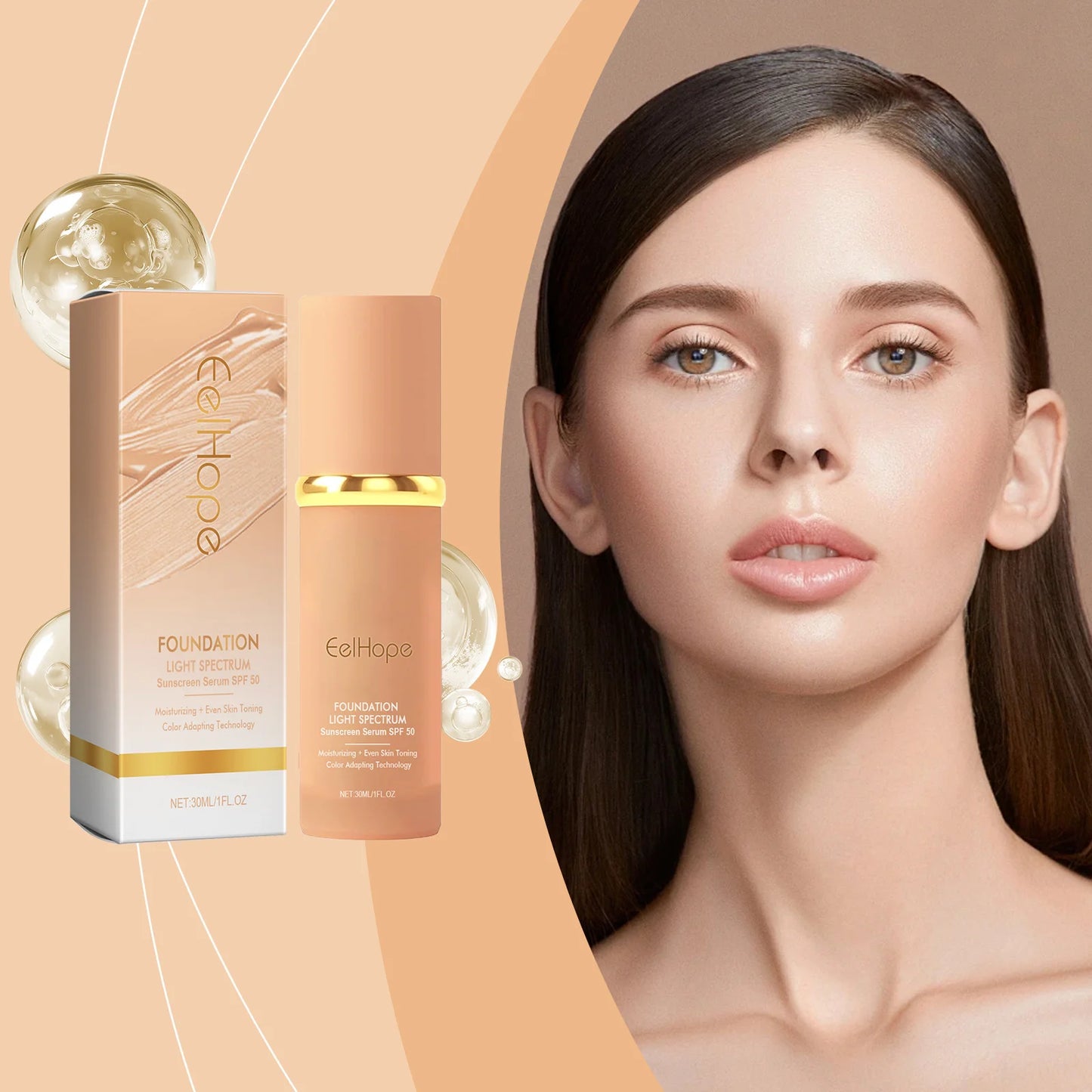 4-in-1 Liquid Foundation SPF 50+ – Matte, Long-Lasting, Waterproof Makeup Base with Concealer & Moisturizer 30ml