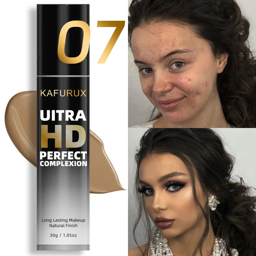KAFURUX Matte Oil Control Foundation Concealer – Waterproof, Full Coverage Cream, 8 Shades 30g