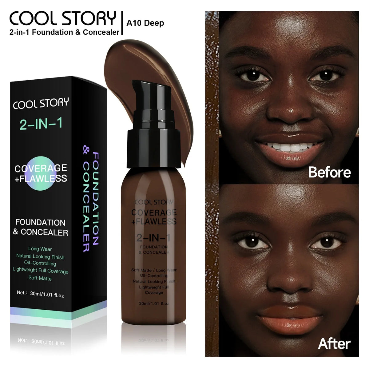 Air Cushion CC Cream Foundation | Oil Control, Matte, Full Coverage, Waterproof | 10 Shades