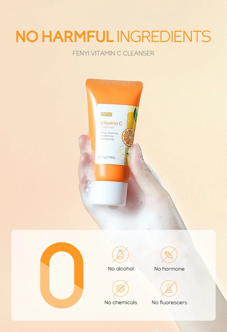 REAROYA Vitamin C Facial Cleanser – Deep Cleansing, Brightening & Moisturizing Face Wash (50g)