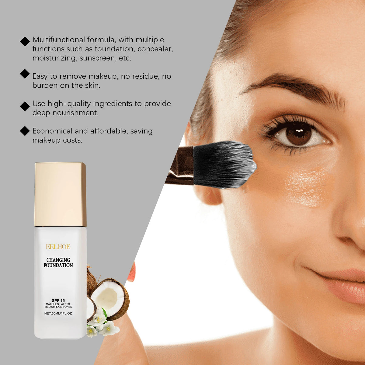 Changing Foundation SPF 15 Full Coverage Waterproof Concealer For Mature Skin