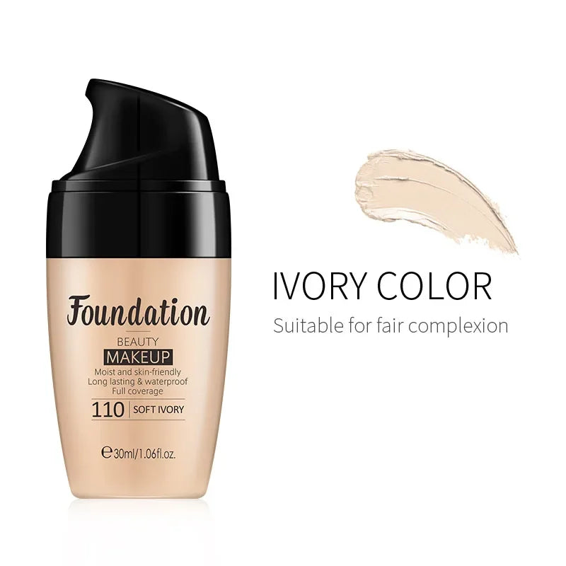 LAIKOU Liquid Foundation – Waterproof, Full Coverage & Long-Lasting Matte Base with Rose Oil (30ml)
