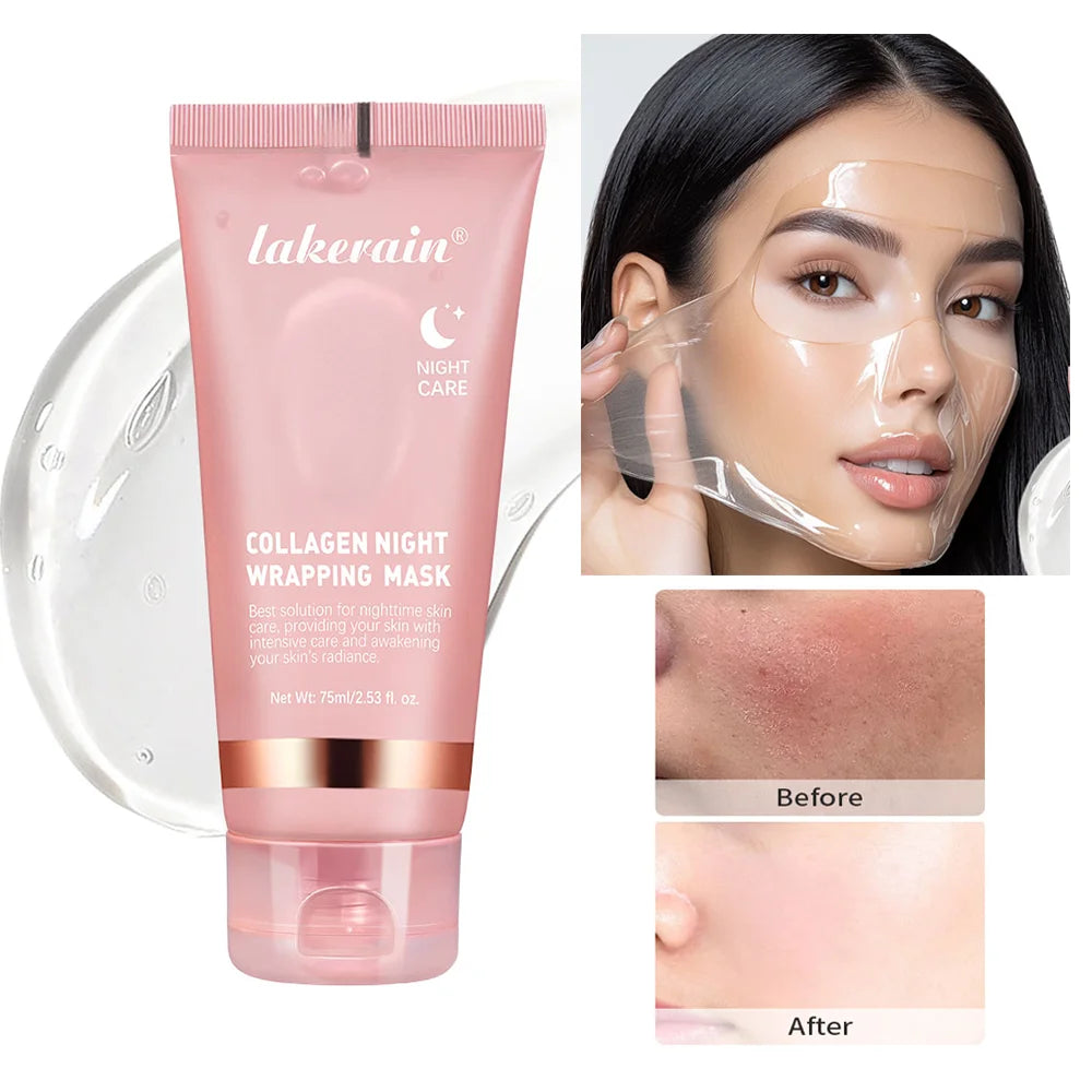 Collagen Night Wrapping Peel-Off Face Mask – Anti-Aging, Firming & Deep Hydration Overnight Skin Treatment for All Skin Types (75ml)