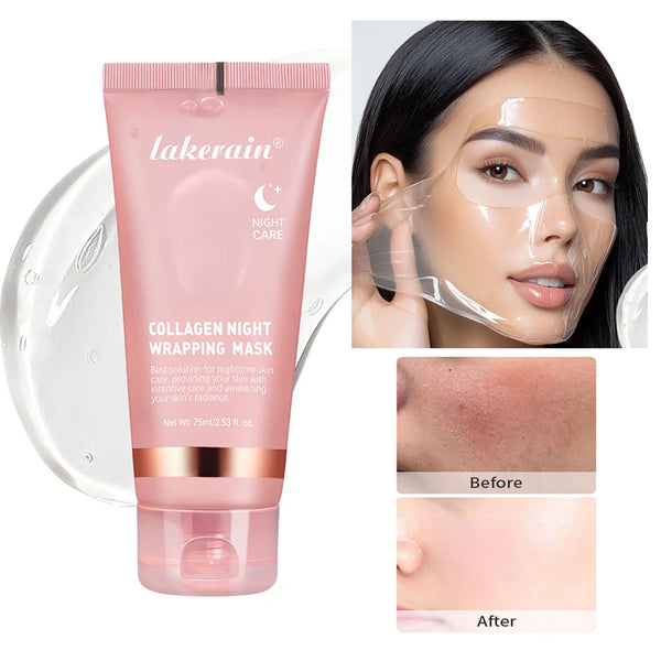 Collagen Night Wrapping Peel-Off Face Mask – Anti-Aging, Firming & Deep Hydration Overnight Skin Treatment for All Skin Types (75ml)