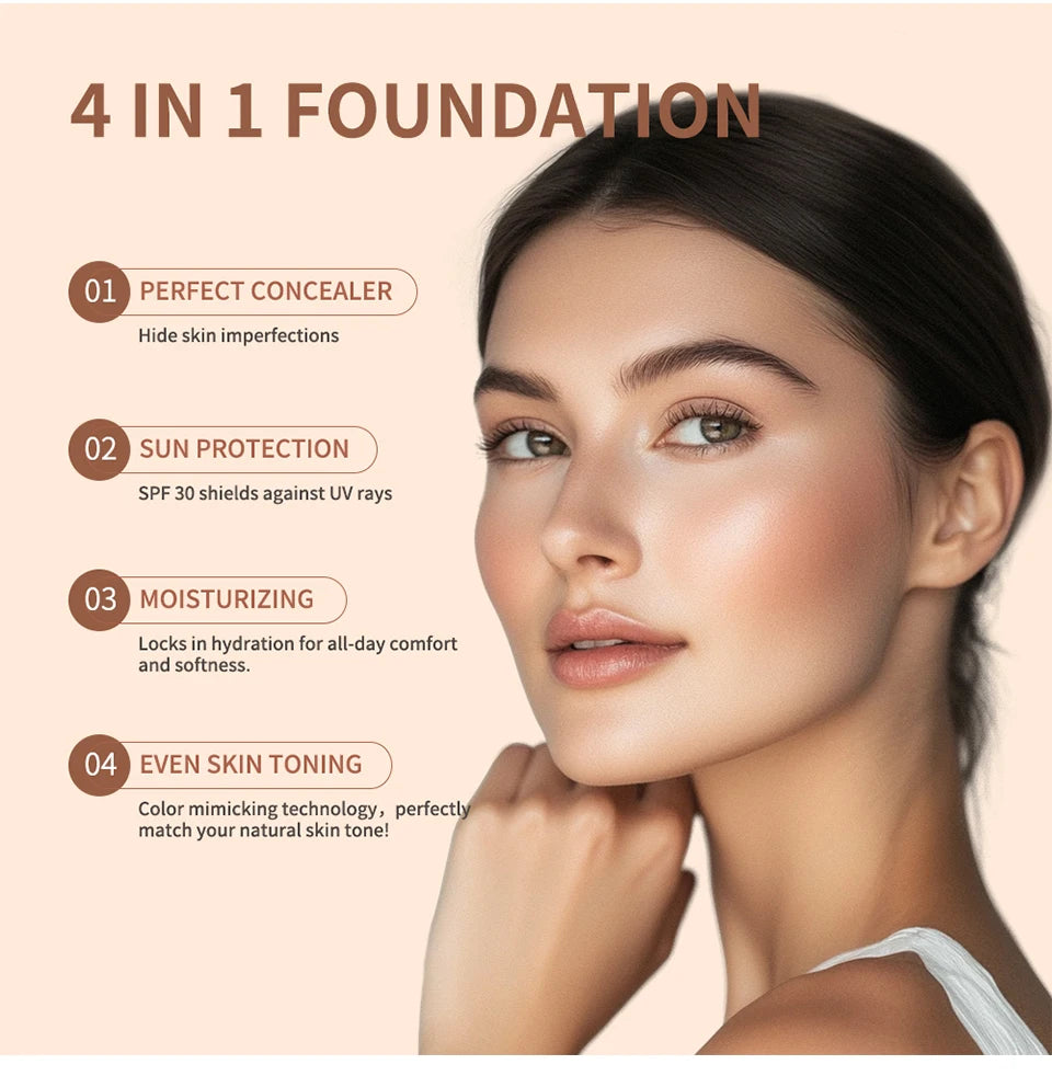4-in-1 Color Changing Foundation – SPF30, Concealer, Moisturizer & Even Skin Tone | Buyer's Choice