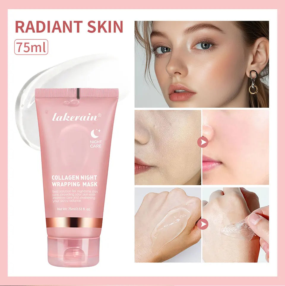 Collagen Night Wrapping Peel-Off Face Mask – Anti-Aging, Firming & Deep Hydration Overnight Skin Treatment for All Skin Types (75ml)