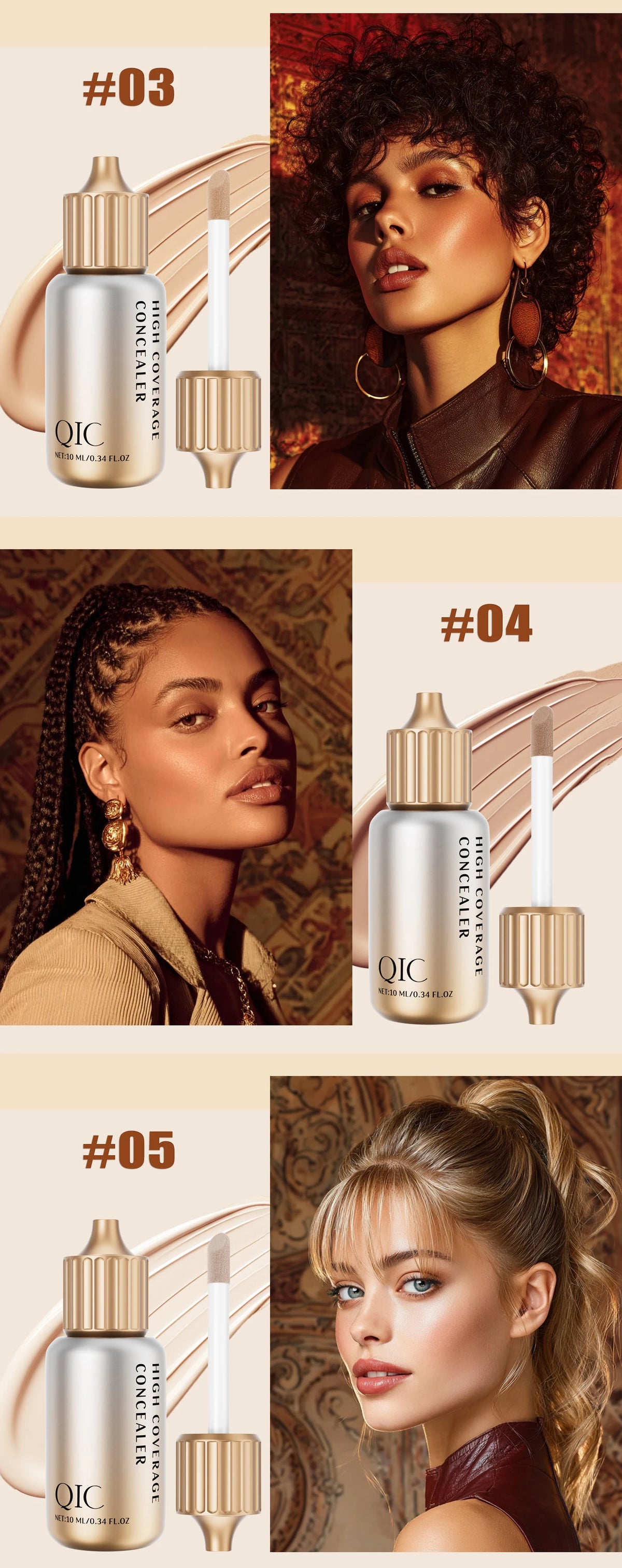 QIC Liquid Concealer | Matte, High Coverage, Waterproof & Oil Control | All Skin Types