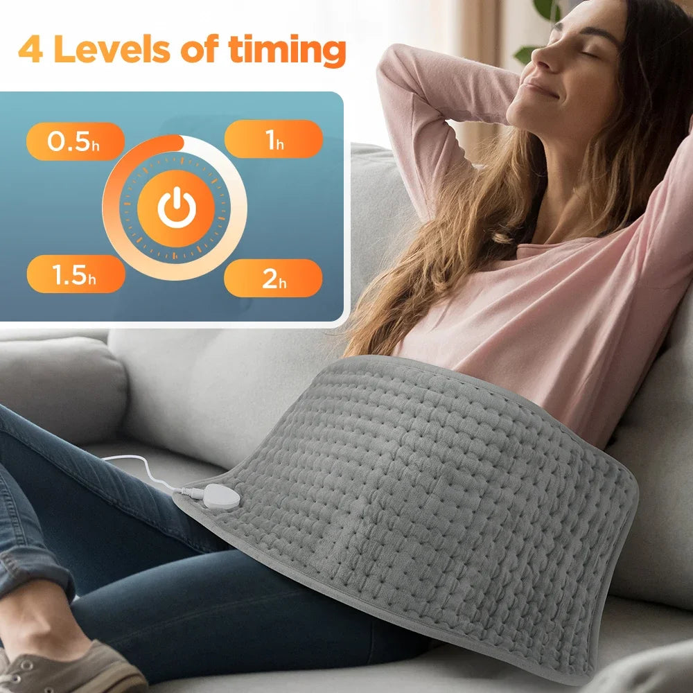 Electric Heating Pad for Back, Hands & Legs – 10 Heat Levels, 4 Timer Settings, Machine Washable