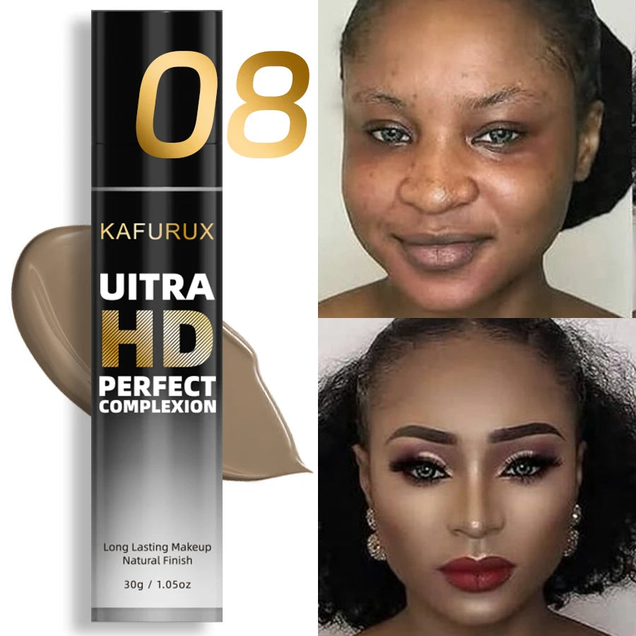 KAFURUX Matte Oil Control Foundation Concealer – Waterproof, Full Coverage Cream, 8 Shades 30g