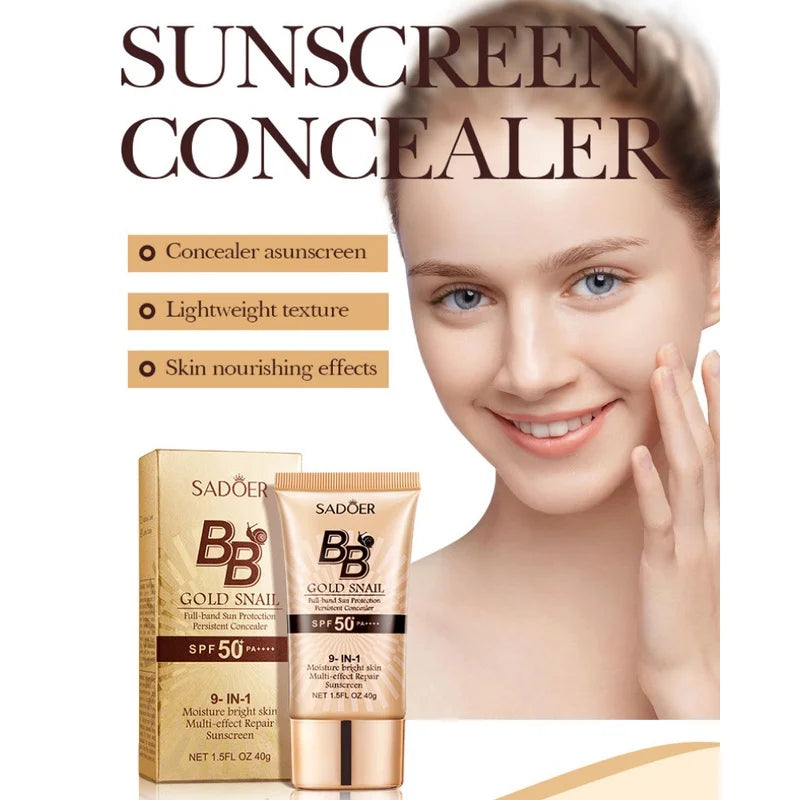 Sadoer Gold Snail BB Cream SPF50+ – 5-in-1 Foundation, Concealer, Moisturizer & Sunscreen | Buyer's Choice