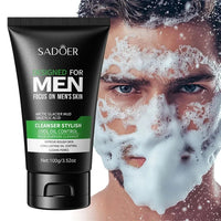 SADOER Men's Deep Cleansing Facial Cleanser – Oil Control, Blackhead Removal & Pore Minimizer (100g)