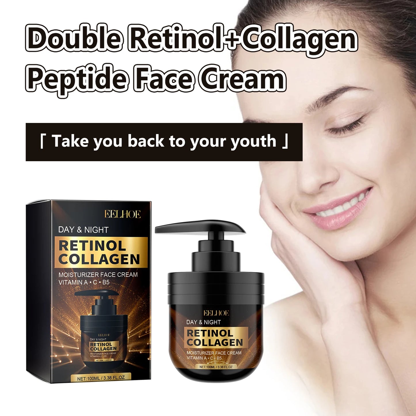EELHOE Retinol & Collagen Anti-Aging Face Cream – Firming, Brightening & Dark Spot Fader (100ml)