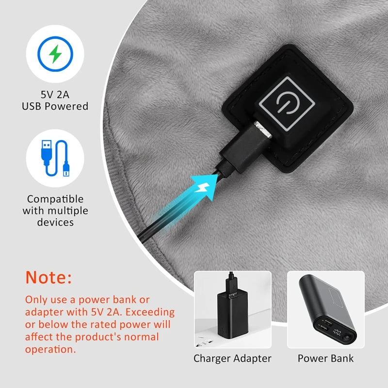 Electric Heating Shoulder & Neck Pad – USB Heated Shawl with 3-Level Temperature Control