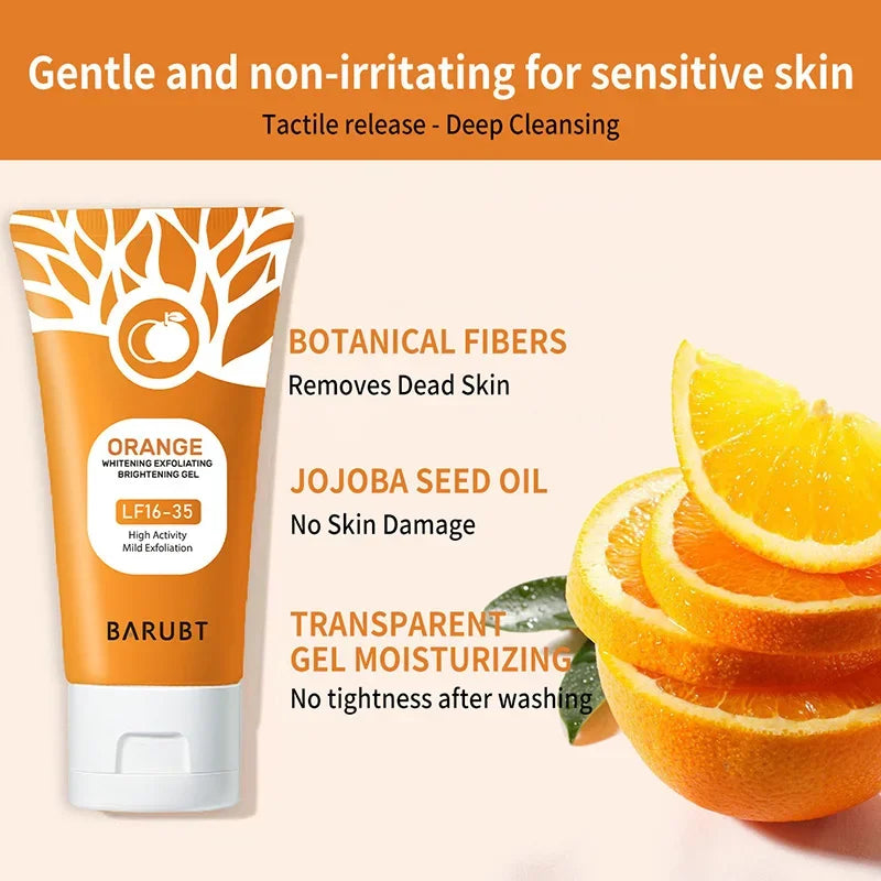 LUXURYTO Orange Exfoliating Gel – Gentle Face & Body Scrub for Dead Skin Removal & Oil Control (50ml)