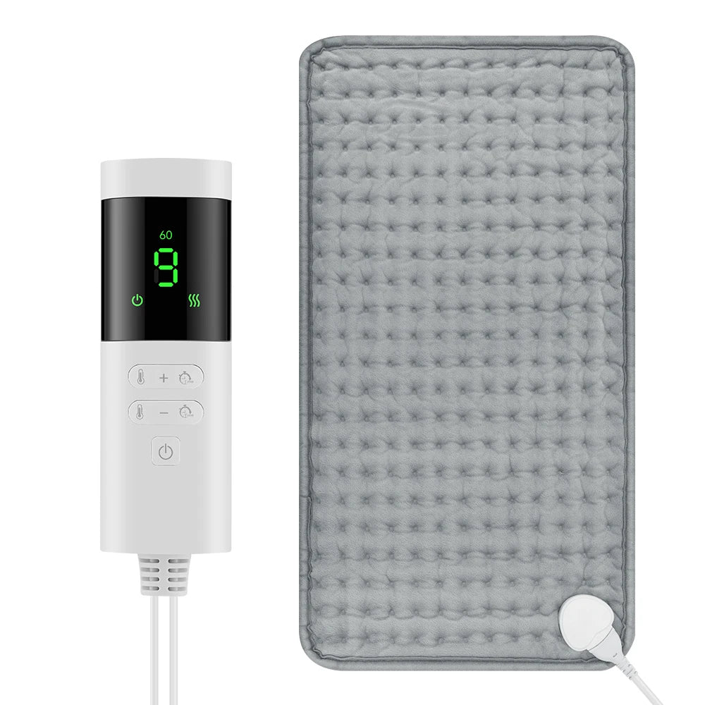 Electric Heating Pad for Period Cramps & Muscle Relief – 60×30cm, 9/10 Heat Levels, Washable | EU/US/UK Plug