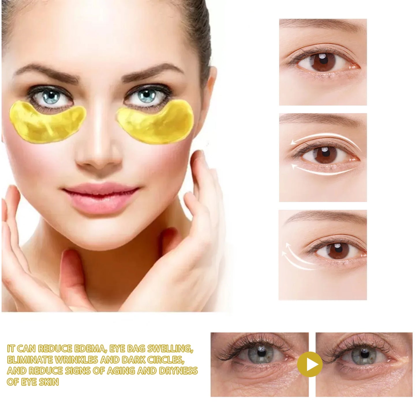 EELHOE 24K Gold Under Eye Patches – Anti-Aging Collagen & Hyaluronic Acid Eye Mask for Dark Circles & Puffiness (60 Pairs)