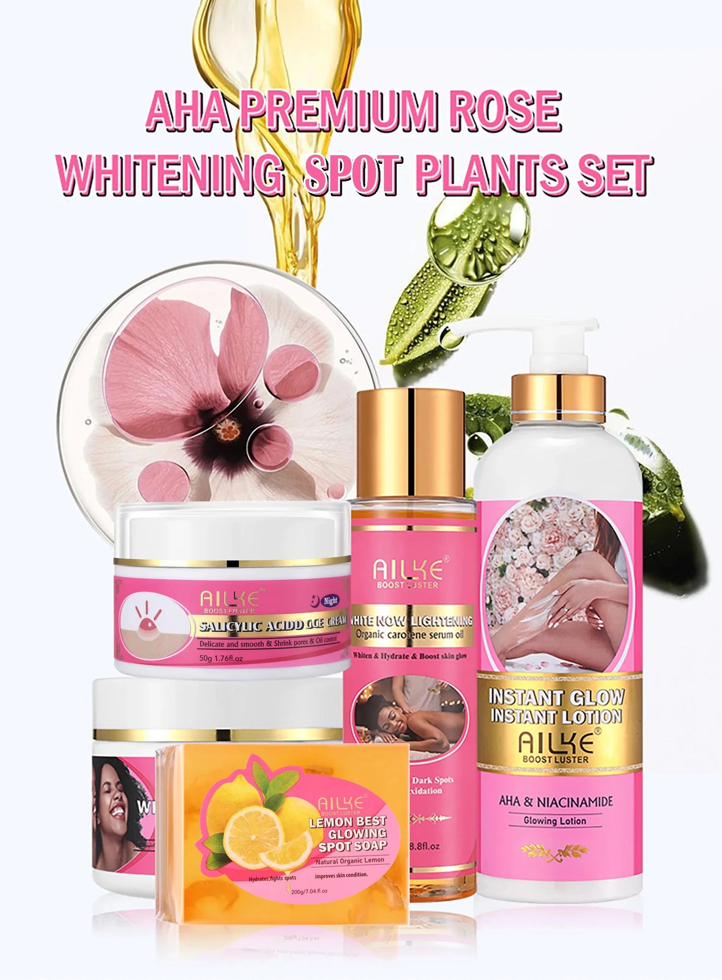 AILKE Natural Skin Brightening & Whitening Collection – Dark Spot Removal, Acne & Glow | Organic Vegan