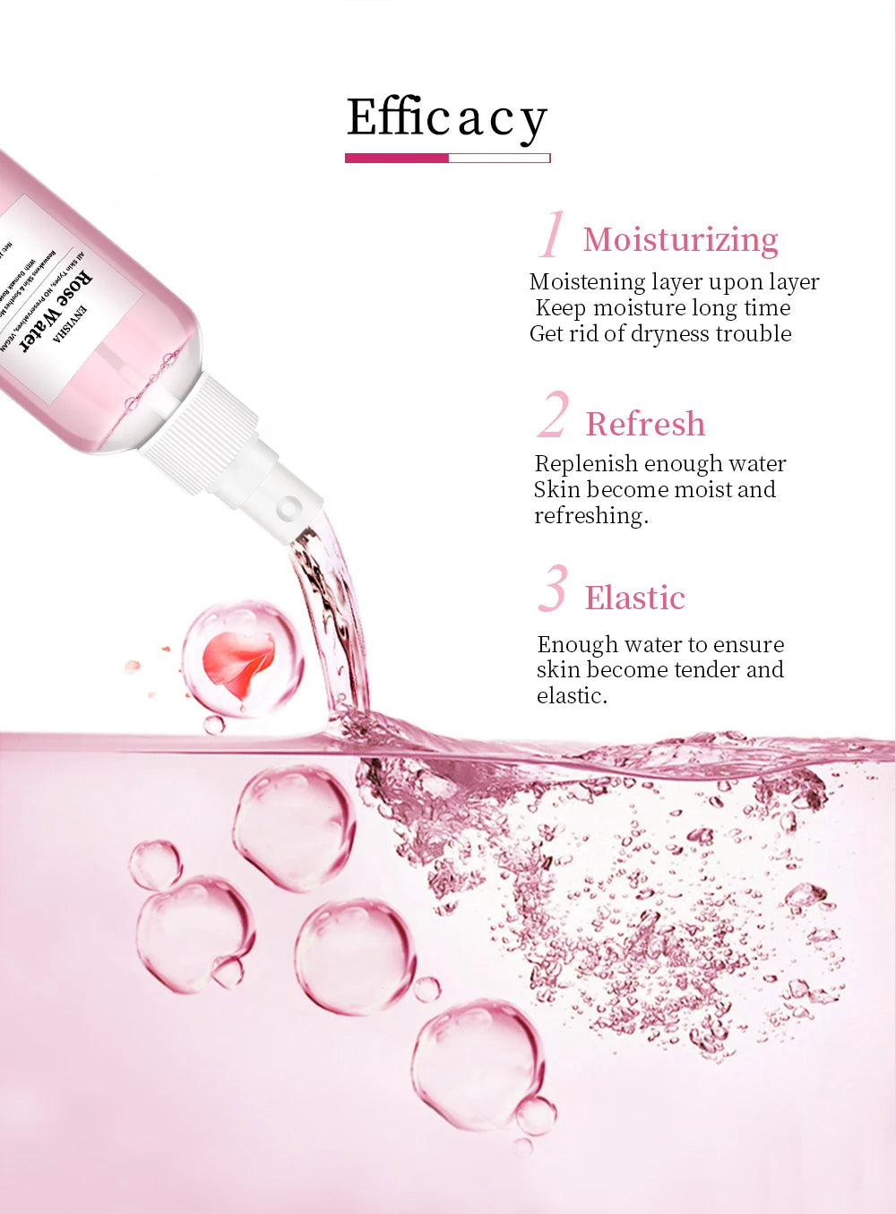 ENVISHA Rose Water Facial Toner – Organic Rose Petal Essence with Aloe Vera & Witch Hazel for Hydrating, Pore-Minimizing & Brightening (100ml)