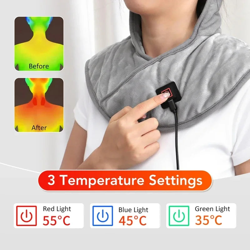 Electric Heating Shoulder & Neck Pad – USB Heated Shawl with 3-Level Temperature Control