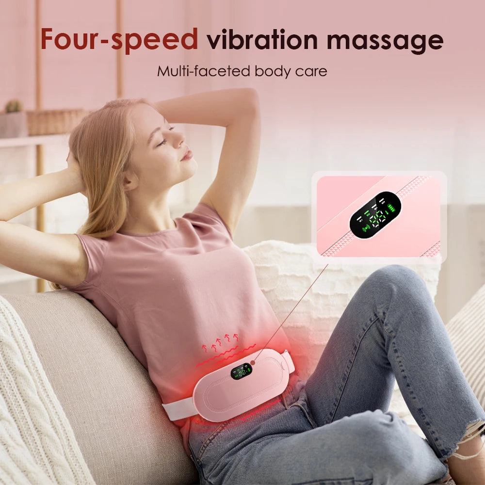 Menstrual Heating Pad with Vibration Massager – Wireless Abdominal & Waist Cramp Relief Belt