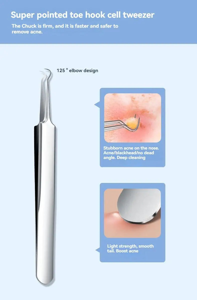 11-Piece Blackhead & Ingrown Hair Removal Tool Set – Acne Needles, Pore Cleaner & Tweezers Kit