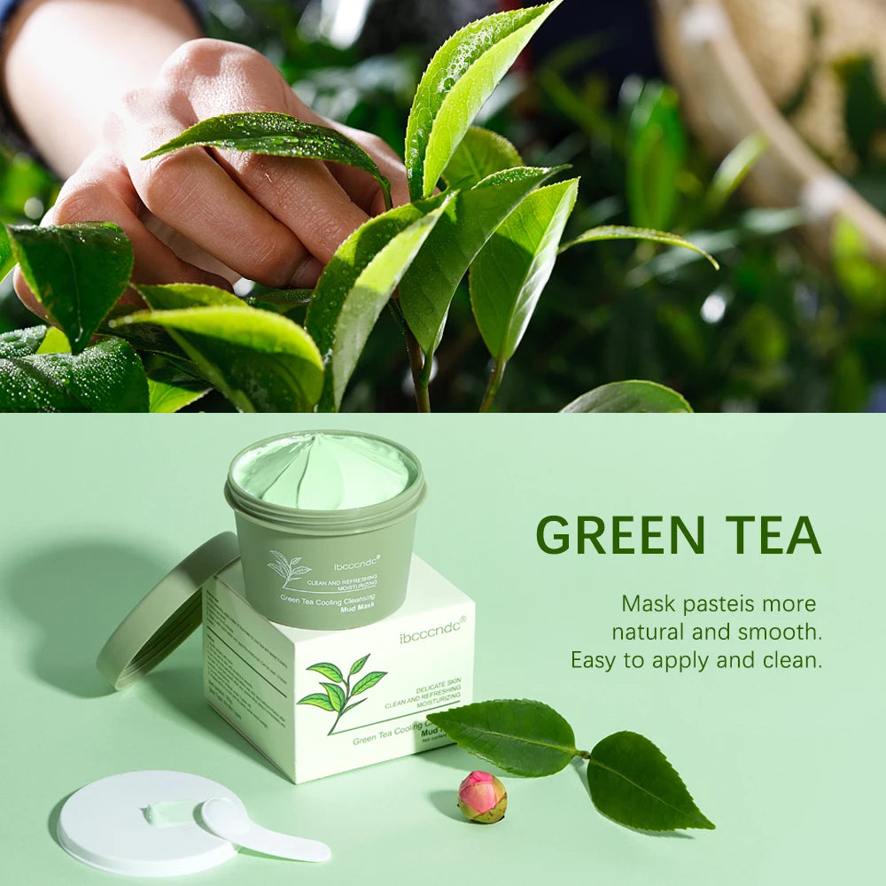 Green Tea Mud Clay Face Mask – Deep Pore Cleansing, Blackhead Removal & Oil Control Skin Treatment for All Skin Types (100g)