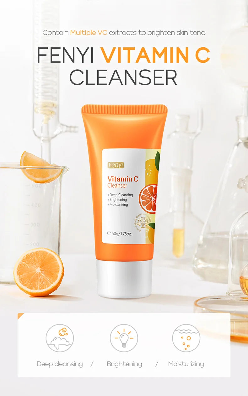REAROYA Vitamin C Facial Cleanser – Deep Cleansing, Brightening & Moisturizing Face Wash (50g)