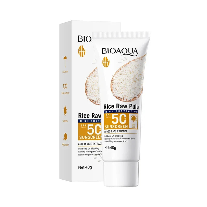 BioAqua Rice Pulp Sunscreen SPF50+ – Brightening Face, Body, Neck & Back Sun Cream