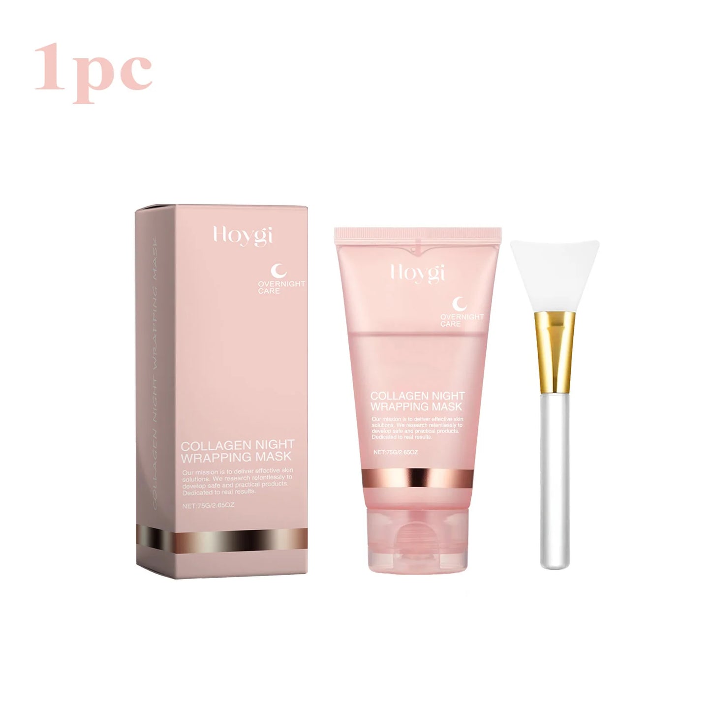 EELHOE Collagen Overnight Peel-Off Face Mask Set – Anti-Aging, Firming & Deep Hydration Night Mask with Applicator Brush (75ml)