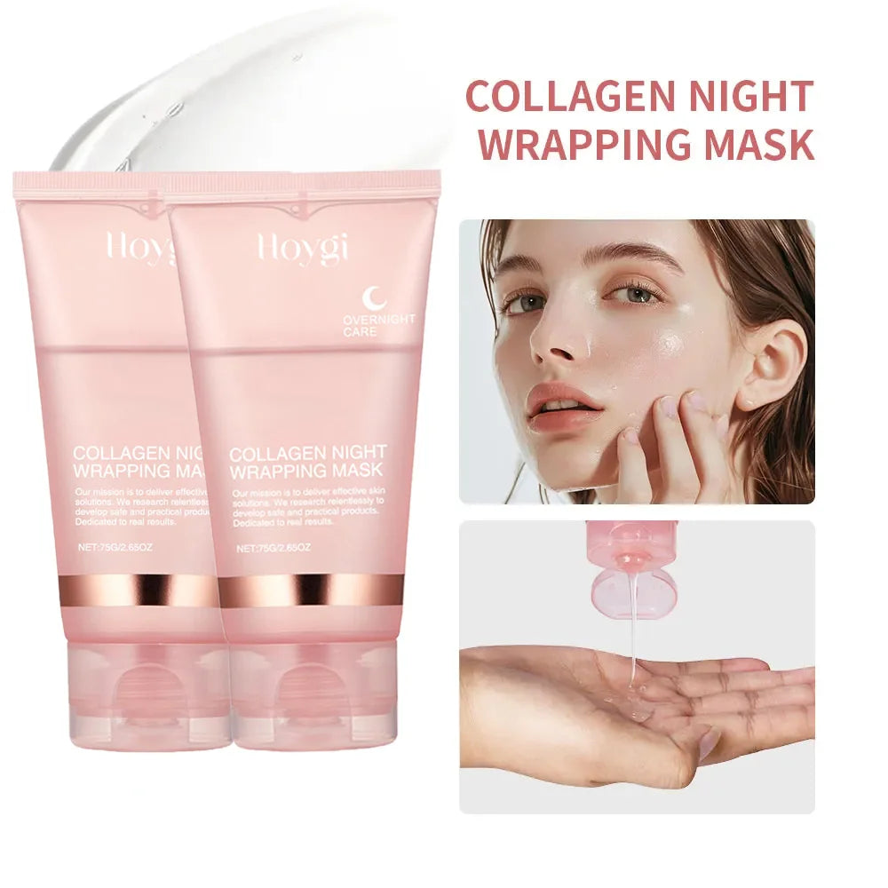 EELHOE Collagen Overnight Peel-Off Face Mask Set – Anti-Aging, Firming & Deep Hydration Night Mask with Applicator Brush (75ml)