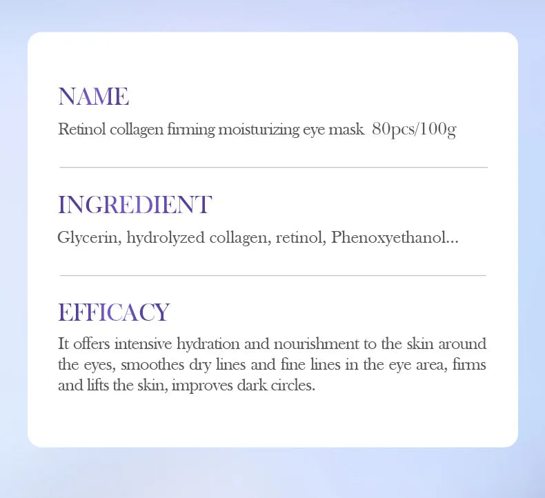 BIOAQUA Crystal Collagen Eye Mask Patches – 80 Pieces, Dark Circles & Anti-Aging