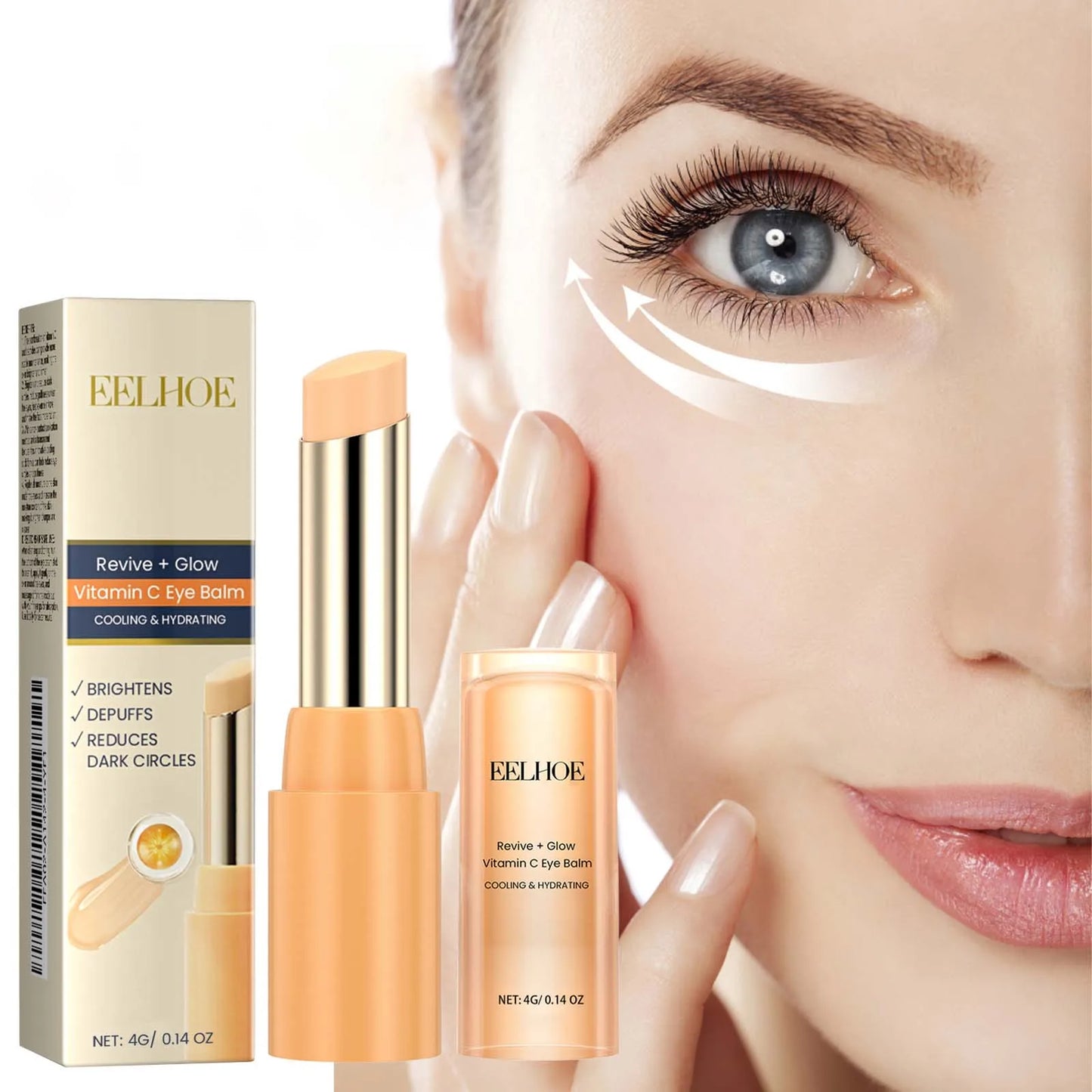 EELHOE Vitamin C Eye Balm – Dark Circle & Eye Bag Remover, Anti-Aging Brightening Eye Cream Stick (4g)