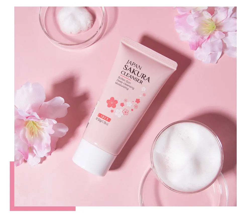 LAIKOU Sakura Facial Cleanser – Deep Cleansing, Oil Control & Brightening Face Wash (50g)