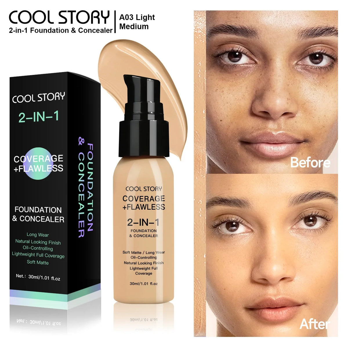 Air Cushion CC Cream Foundation | Oil Control, Matte, Full Coverage, Waterproof | 10 Shades
