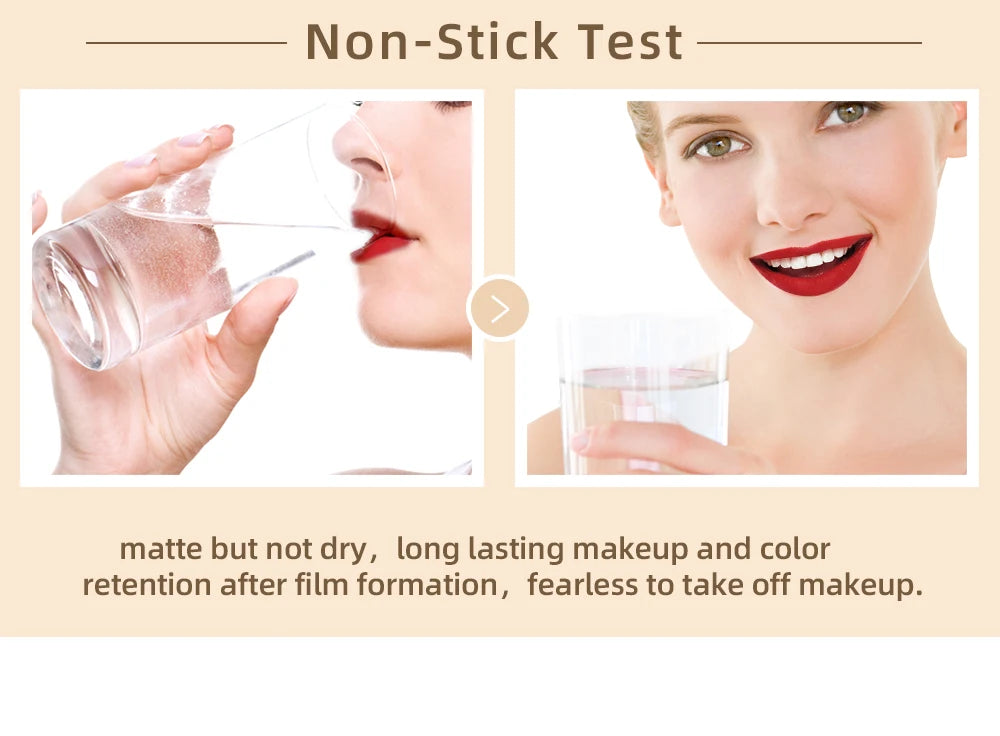 QiBest Velvet Matte Lipstick - Waterproof Long-Lasting Lip Tint