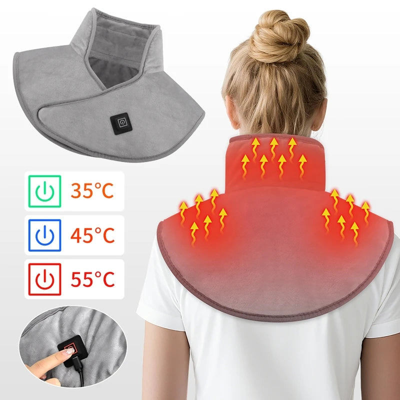 Electric Heating Shoulder & Neck Pad – USB Heated Shawl with 3-Level Temperature Control