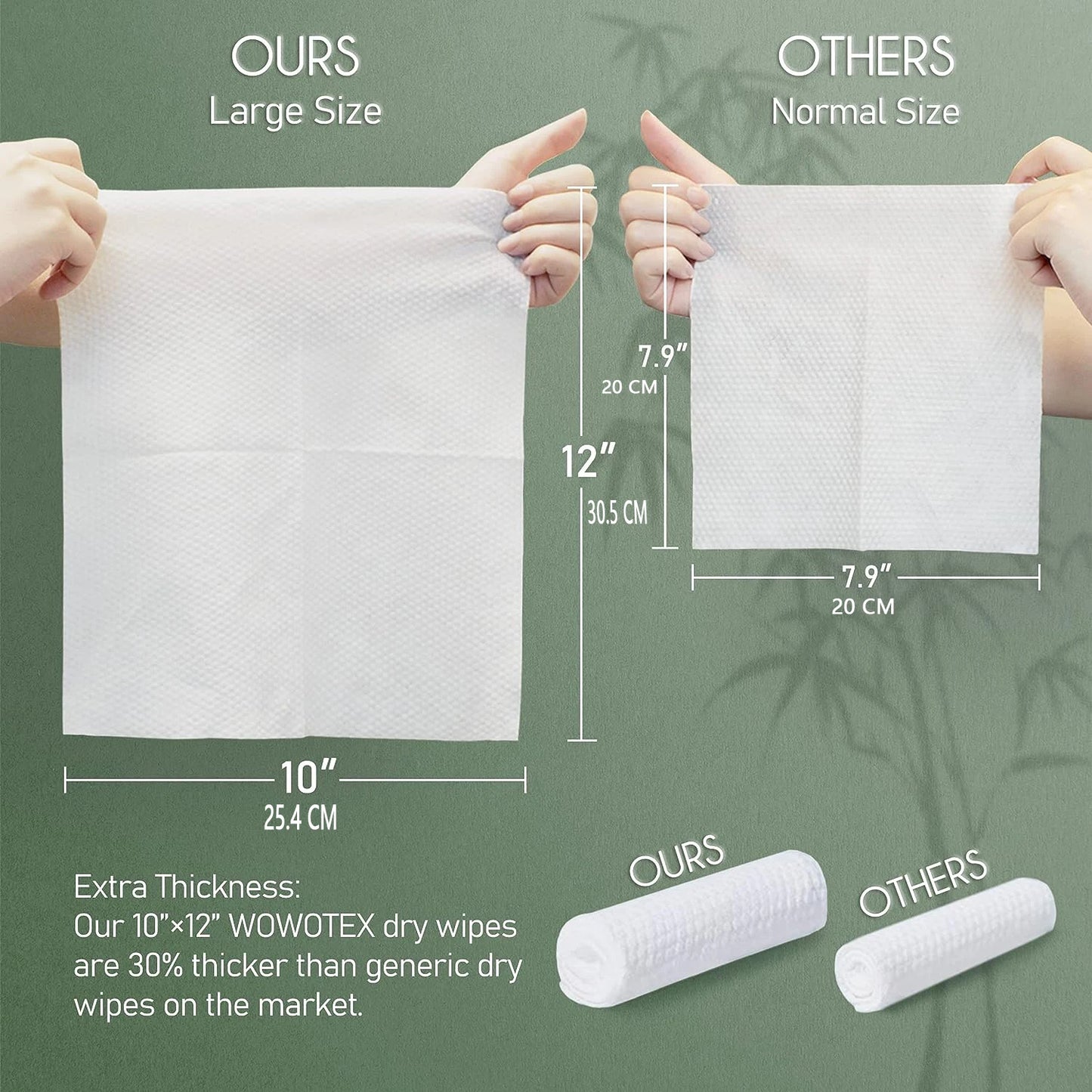 100% Bamboo Fiber Disposable Face Towels – Biodegradable Thick Dry Wipes for Sensitive Skin, 60 Count (12x10 in)