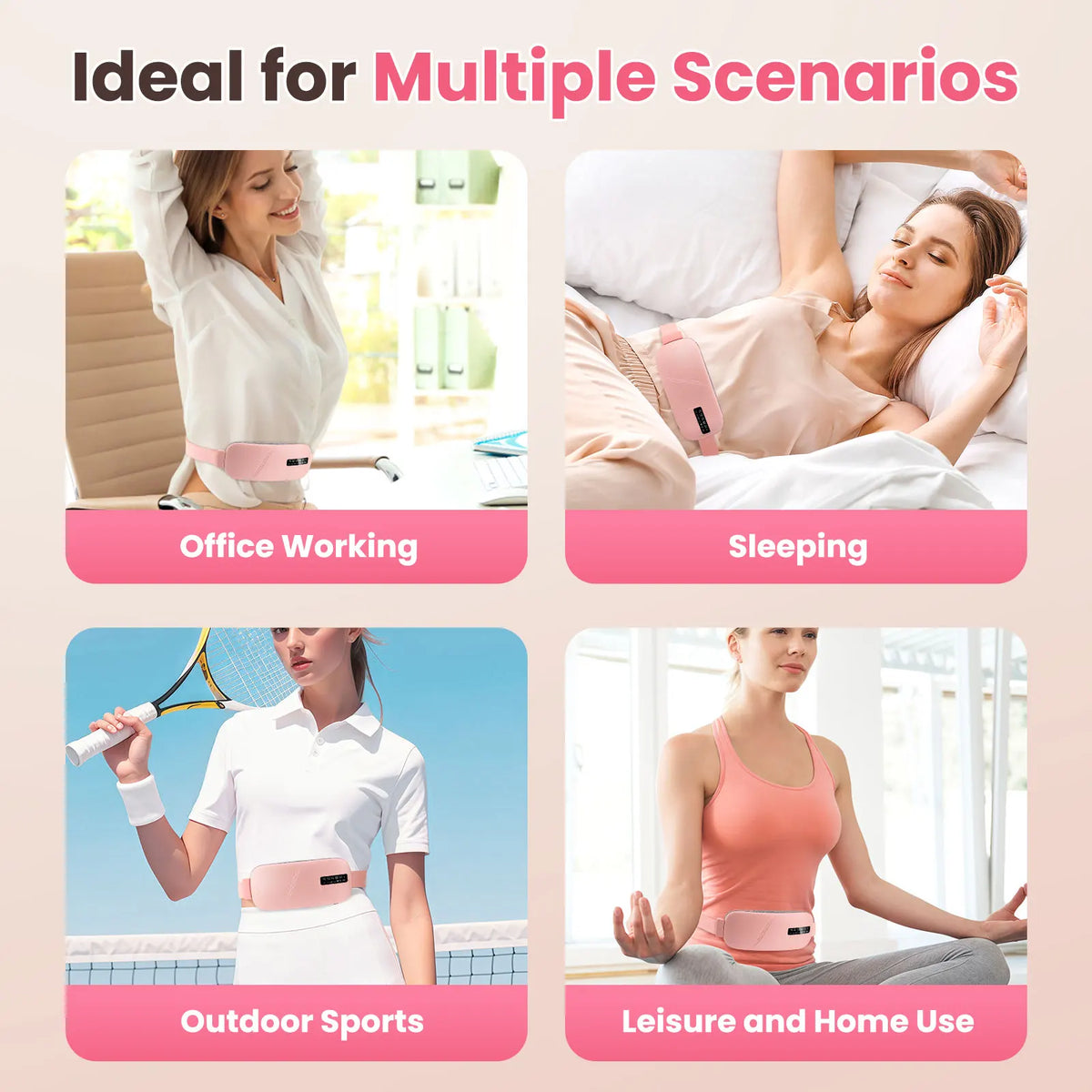 Menstrual Heating Pad with Vibration Massager – Wireless Abdominal & Waist Cramp Relief Belt