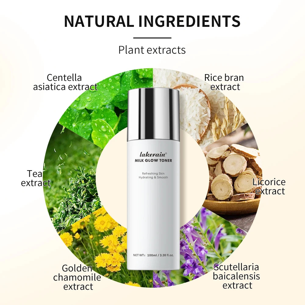 Lakerain Milk Glow Toner – Niacinamide Brightening & Deep Moisturizing Toner for Radiant, Hydrated Skin (100ml)